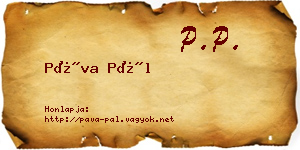 Páva Pál névjegykártya